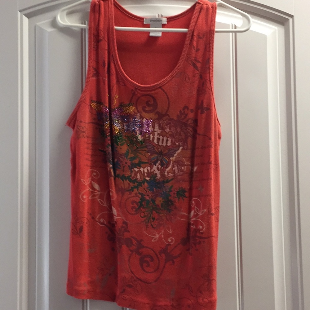 Dress Barn tank butterfly. size large.